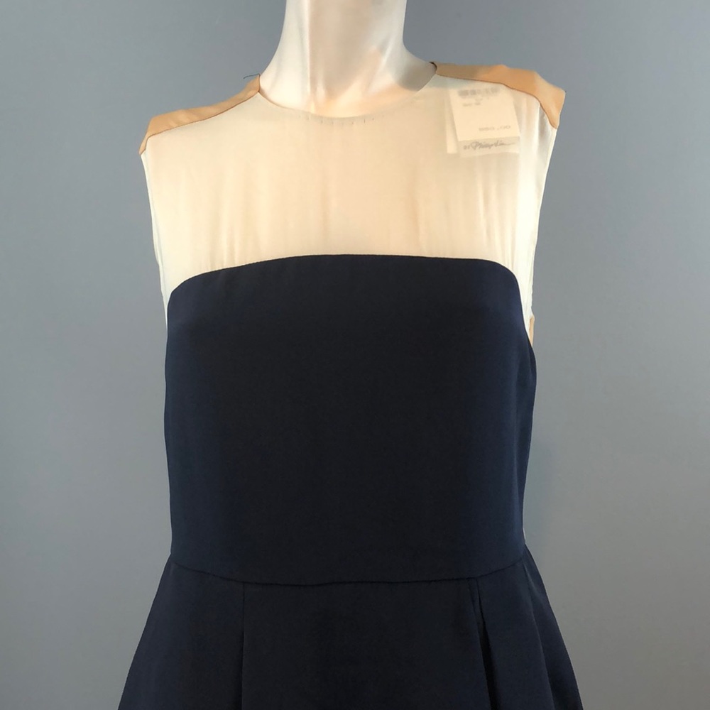 NWT 3.1 Phillip Lim Blue, Tan & White Dress SZ 4 - Picture 3 of 8